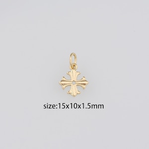 18K Gold Filled Cross Pendant,Religious Charm Earrings Necklace for DIY Jewelry Making Supply