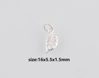 10Pcs Silver Leaf Pendant,Leaf Charm Earrings Necklace for DIY Jewelry Making Supply