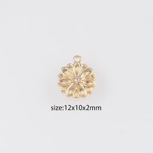 18K Gold Filled Daisy Pendant,Dainty Daisy Charm Earrings Necklace for DIY Jewelry Making Supply