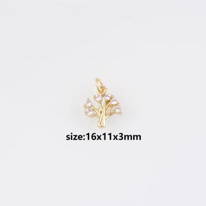18K Gold Filled Tree of Life Pendant,CZ Micro Pave Tree Charm Earrings Necklace for DIY Jewelry Making Supply