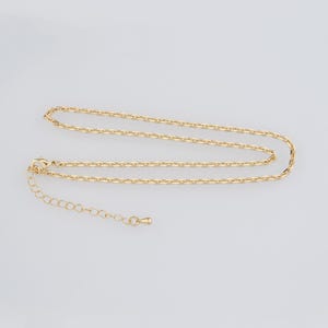 18K ゴールドフィルド オーバルチェーンネックレス、ペーパークリップネックレス、ミニマリストネックレス、調節可能なネックレス、彼女へのギフト
