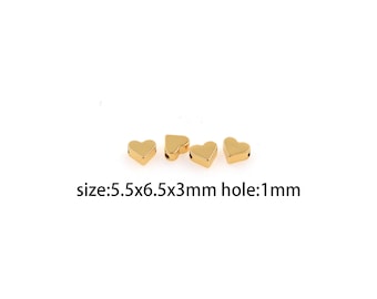 5Pcs 18K Gold Filled Heart Spacer Beads,Heart Spacer Beads,DIY Jewelry Making Supply