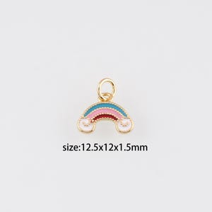 18K Gold Filled Rainbow Pendant,Enamel Rainbow Charm Earrings Necklace for DIY Jewelry Making Supply