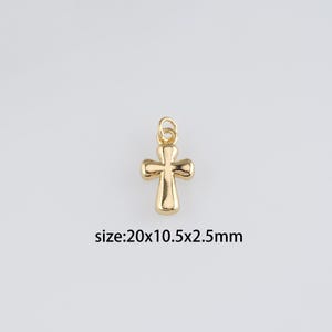 18K Gold Filled Cross Pendant,Religious Charm Earrings Necklace for DIY Jewelry Making Supply