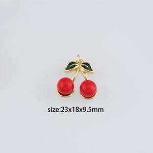 18K Gold Filled Cherry Pendant,Fruit Charm,Cherry Earrings Necklace for DIY Jewelry Making Supply
