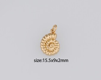 18K Gold Filled Conch Shell Pendant,Ocean Shell Charm Earrings Necklace for DIY Jewelry Making Supply