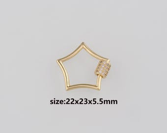 18K Gold Filled Star Carabiner Clips,Dainty Screw Clasp Lock for DIY Jewelry Necklace Bracelet