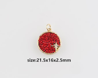 18K Gold Filled Poolster-hanger, CZ Micro Pave North Star Charm Oorbellen Ketting voor het maken van DIY-sieraden