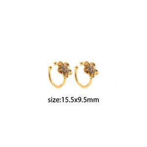18K Gold gefüllte Blumen-Creolen, alltägliche Ohrringe, zierliche Ohrringe, Knorpel-Ohrclip