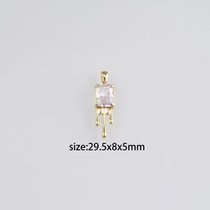 18K Gold Filled Rectangle Pendant,Crystal Rectangle Charm Earrings Necklace for DIY Jewelry Making Supply