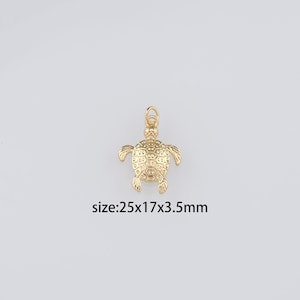 18K Gold Filled Turtle Pendant,Dainty Turtle Charm Earrings Necklace for DIY Jewelry Making Supply