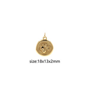 18K Gold Filled Paw Pendant,Cute Paw Charm Earrings Necklace for DIY Jewelry Making Supply