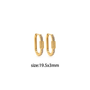 18K Gold Filled CZ Oval Earrings,Dainty Earrings,Minimalist Earrings,Gold Hoop Earrings,Huggie Earrings