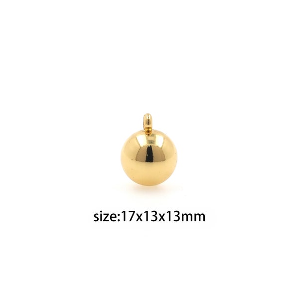 18K Gold Filled Round Pendant,Dainty Ball Charm Earrings Necklace for DIY Jewelry Making Supply