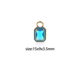 Pendentif rectangle rempli d'or 18 carats, collier de boucles d'oreilles à breloques rectangle micro pavé CZ pour la fabrication de bijoux à bricoler soi-même