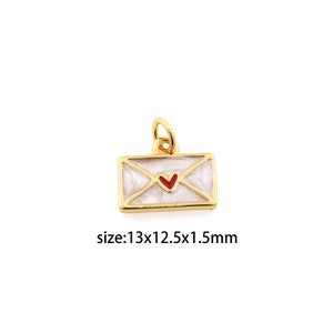 18K Gold Filled Umschlag Anhänger, Emaille Umschlag Charme Ohrringe Halskette für DIY Schmuckherstellung Versorgung
