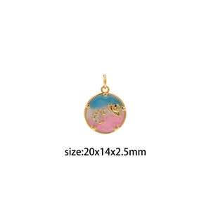 18K Gold Filled Saturn Pendant,Enamel Planet Charm Earrings Necklace for DIY Jewelry Making Supply