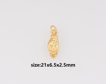 24K Gold Filled Hand Pendant,Dainty Hand Charm Earrings Necklace for DIY Jewelry Making Supply