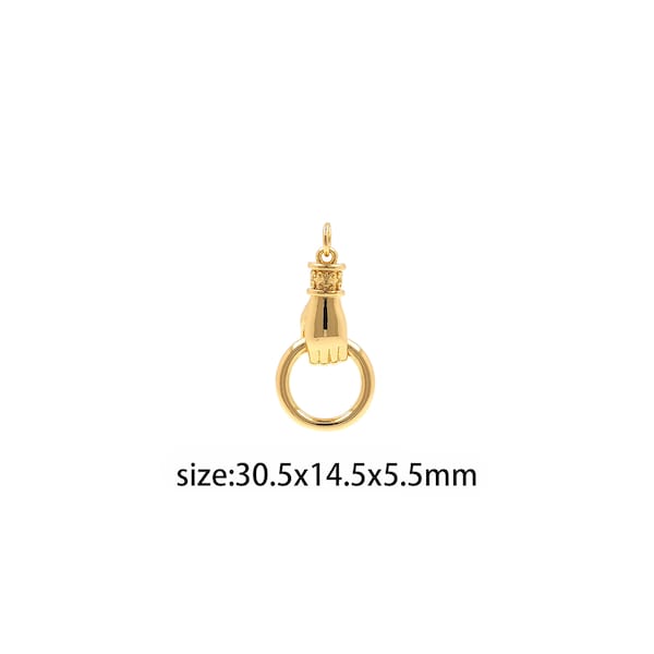 18K Gold Filled Hand Pendant,Dainty Hand Holding Ring Charm Earrings Necklace for DIY Jewelry Making Supply