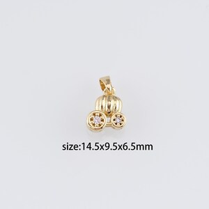 18K Gold Filled Pompoen Auto Hanger, CZ Micro Pave Pompoenkar Charm Oorbellen Ketting voor DIY Sieraden Maken