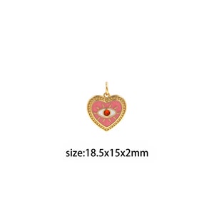 18K Gold gefüllt Herz Anhänger, Emaille Herz Evil Eye Charm Ohrringe Halskette für DIY Schmuckherstellung Versorgung