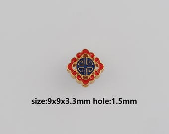 24K Gold Filled Rhombus Spacer Beads,Enamel Geometric Beads,DIY Jewelry Making Supply