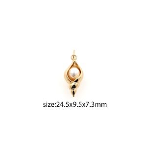 18K Gold Filled Conch Pendant,Shell Charm,Pearl Conch Earrings Necklace for DIY Jewelry Making Supply