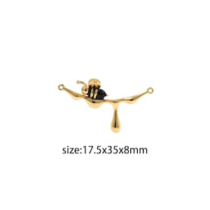 18K Gold Filled Bee Connector,Cute Bee Charm Necklace Bracelet for DIY Jewelry Making Supply