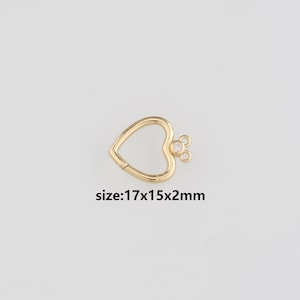 18K Gold Filled Heart Carabiner Clips,Dainty Heart Spring Push Gate Clasp Lock for DIY Jewelry Necklace Bracelet