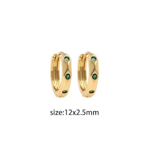 18K Gold Filled Round Hoop Earrings,CZ Hoops,Round Huggie Hoops,Minimalist Earrings