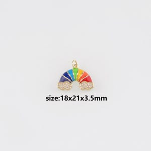 18K Gold Filled Rainbow Pendant,Enamel Rainbow Charm Earrings Necklace for DIY Jewelry Making Supply