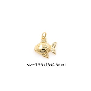 Pendentif poisson rempli d'or 18 carats, collier délicat de boucles d'oreilles à breloques en forme de poisson pour la fabrication de bijoux à bricoler soi-même