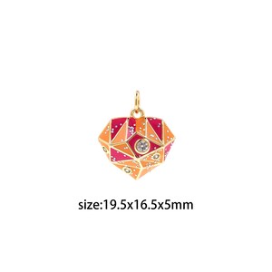 18K Gold Filled Heart Pendant,CZ Micro Pave Heart Charm Earrings Necklace for DIY Jewelry Making Supply