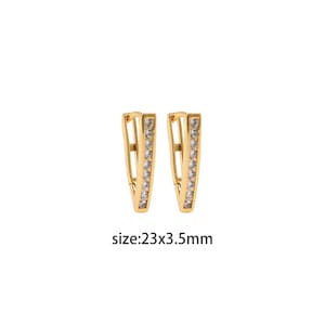 18K Gold Filled Minimalist CZ Triangle Hoops,CZ Micro Pave Earrings,Triangle Charm Hoop Earrings,Jewelry Making