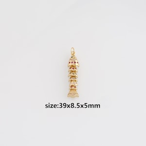18K Gold Filled Fish Pendant,Dainty Fish Charm Earrings Necklace for DIY Jewelry Making Supply