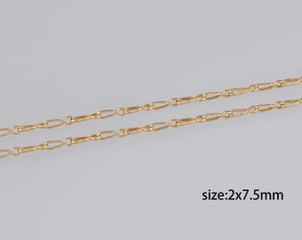 18K Gold Filled Geometric Link Necklace,Minimalist Necklace for DIY Jewelry Making Supply