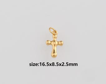24K Gold Filled Cross Pendant,Dainty Religious Charm Earrings Necklace for DIY Jewelry Making Supply