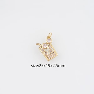 Ciondolo a forma di caffè freddo riempito in oro 18 carati, orecchini e collana con ciondolo a forma di tazza smaltata per la creazione di gioielli fai da te.