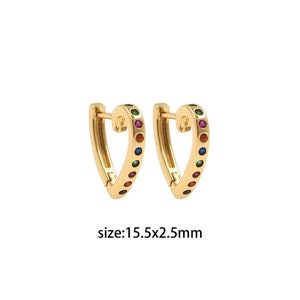 18K Gold Filled CZ Heart Hoops Earrings,Gold Hoops,Dainty CZ Hoops Huggie,Gold Huggies Hoop Earrings,Boho Earrings
