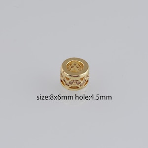 10Pcs 18K Gold Filled Cylinder Spacer Beads,CZ Micro Pave Barrel Spacer Beads,DIY Jewelry Making Supply