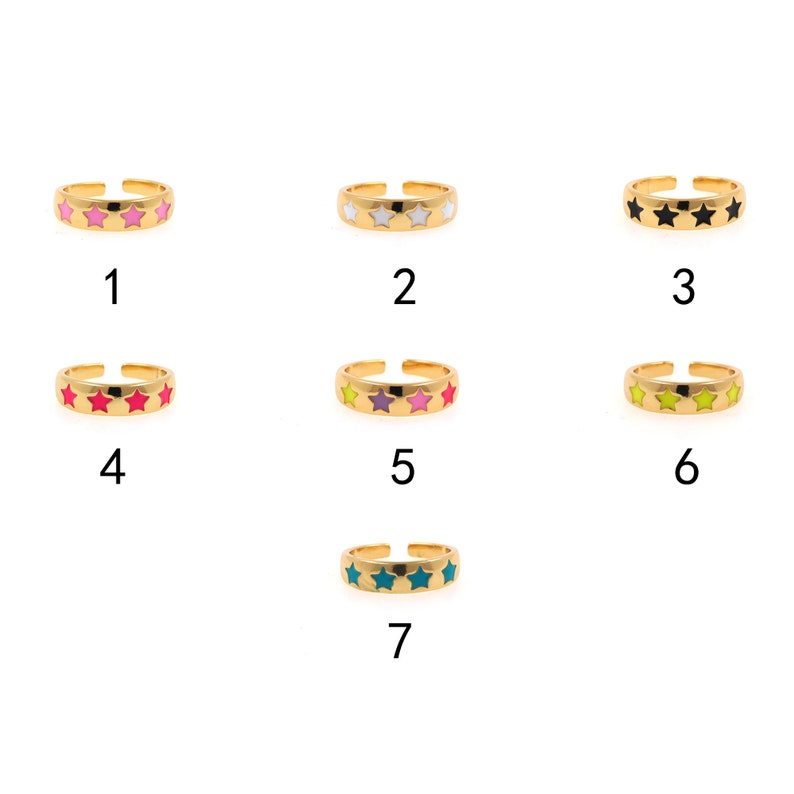 18K Gold Filled Star Rings,celestial Ring,enamel Ring,stackable Ring ...