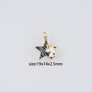 18K Gold Filled Unicorn Pendant,Enamel Unicorn Charm Earrings Necklace for DIY Jewelry Making Supply