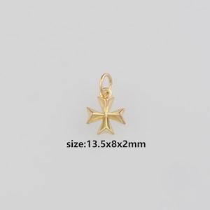18K Gold Filled Cross Pendant,Dainty Cross Charm Earrings Necklace for DIY Jewelry Making Supply