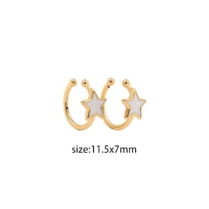 18K Gold Filled Star Hoop Earrings,Everyday Earrings,Dainty Earrings,Enamel Eearrings,Cartilage Ear Clip