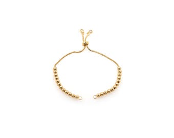 Pulsera de cadena rellena de oro de 18 quilates: pulsera delicada, cadena deslizante ajustable para hacer pulseras