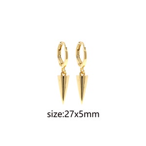 18K Gold Filled Spiked Hoops,Gold Spike Charm Earrings,Minimalism Hoops,Drop Earring