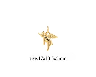 18K Gold Filled Fliegendes Schweinchen Anhänger, Schwein Charm Ohrringe Halskette für die DIY Schmuckherstellung