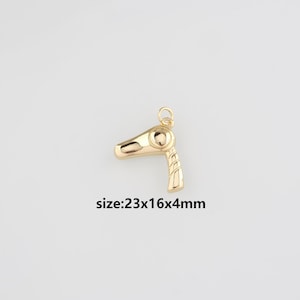18K Gold Filled Hair Dryer Pendant,Dainty Hair Dryer Charm Earrings Necklace for DIY Jewelry Making Supply