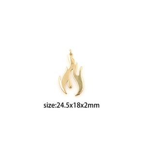 Flame Charm,18K Gold Filled Fire Element Pendant,Dainty Fire Earrings Necklace for DIY Jewelry Making Supply