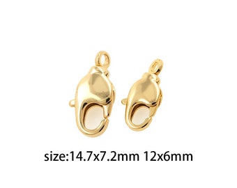 18K Gold Filled Lobster Clasp,Dainty Carabiner Clasp,Lobster Spring Buckle for DIY Jewelry Necklace Bracelet